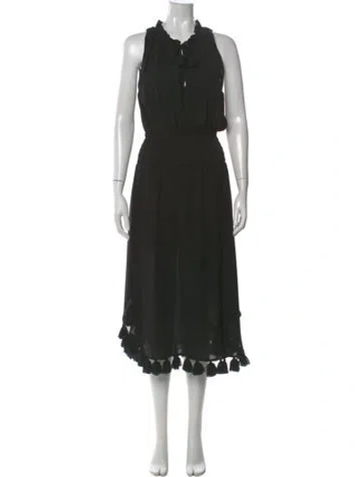 Pre-owned Misa Mock Neck Long Dress In Black
