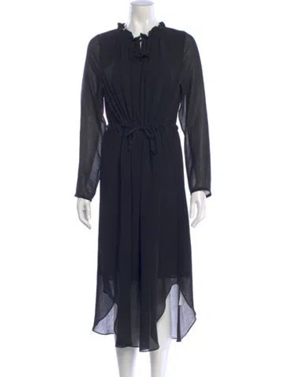 Pre-owned Misa Mock Neck Long Dress In Blue