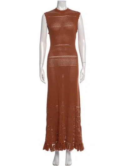 Pre-owned Misa Mock Neck Long Dress In Brown