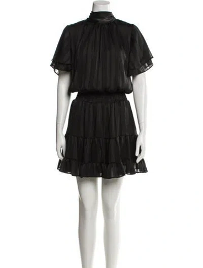 Pre-owned Misa Mock Neck Mini Dress In Black