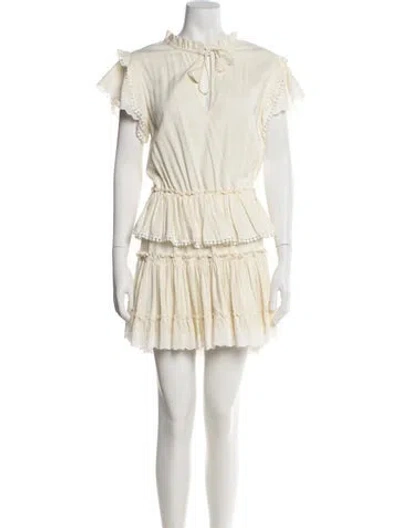 Pre-owned Misa Mock Neck Mini Dress In Neutral