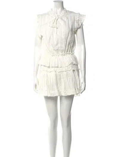Pre-owned Misa Mock Neck Mini Dress In White