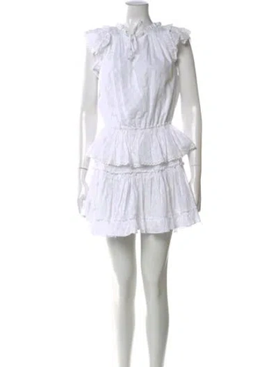 Pre-owned Misa Mock Neck Mini Dress In White