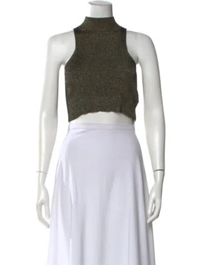 Pre-owned Misa Mock Neck Sleeveless Crop Top