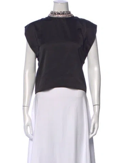 Pre-owned Misa Mock Neck Sleeveless Top In Multicolor
