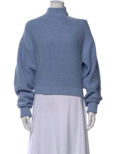 Pre-owned Misa Mock Neck Sweater In Blue
