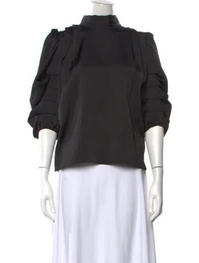 Pre-owned Misa Mock Neck Three-quarter Sleeve Top W/ Tags In Black/grey