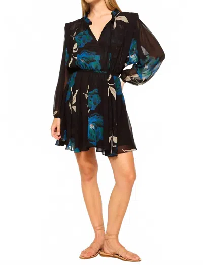 Misa Molly Dress In Night Shade Flora Chiffon In Black