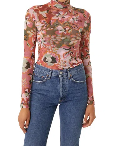 Misa Nadja Top In Resort Batik Mesh In Pink