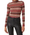 MISA NADJA TURTLE NECK LONG SLEEVE TOP IN WINTER CHEVRON