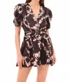 Misa Narcissa Mini Dress In Chained Blossom Satin In Black
