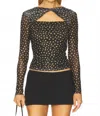 Misa Neriah Long Sleeve Top In Golden Polka Dot Mesh In Multi