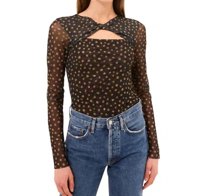 Misa Neriah Long Sleeve Top In Golden Polka Dot In Multi