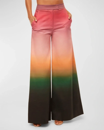 Misa Nico Ombre High-rise Wide-leg Poplin Pants In Cali Ombre Cotton
