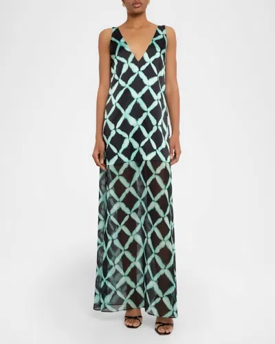 Misa Nina Maxi Dress In Lattice Mix In Green