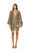 Misa Nuala Mirrored Tile Mini Dress In Green