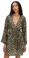 Misa Nuala Mirrored Tile Mini Dress In Green