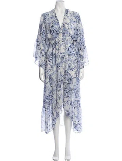 Pre-owned Misa Nylon Long Dress In Blue/white