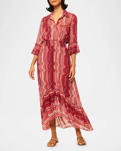 Misa Ofelia Chiffon Midi Dress In La Banda Crimson