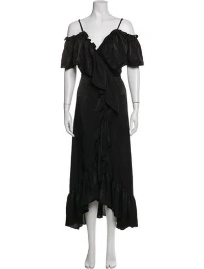 Pre-owned Misa Off-the-shoulder Long Dress In Black