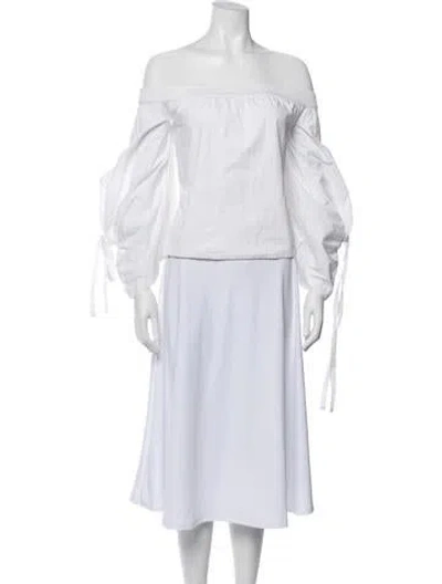 Pre-owned Misa Off-the-shoulder Long Sleeve Top In White