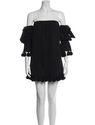 Pre-owned Misa Off-the-shoulder Mini Dress In Black