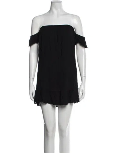 Pre-owned Misa Off-the-shoulder Mini Dress In Black