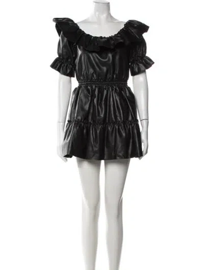Pre-owned Misa Off-the-shoulder Mini Dress In Black
