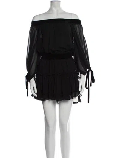 Pre-owned Misa Off-the-shoulder Mini Dress In Black