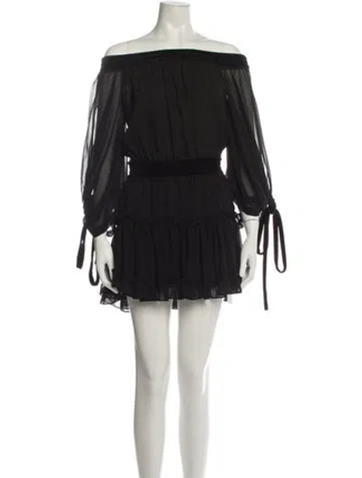 Pre-owned Misa Off-the-shoulder Mini Dress In Blue