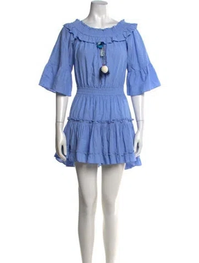 Pre-owned Misa Off-the-shoulder Mini Dress In Blue