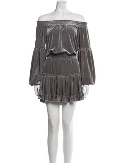 Pre-owned Misa Off-the-shoulder Mini Dress In Green