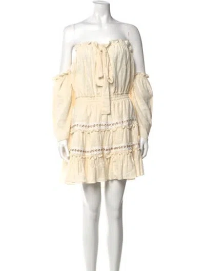 Pre-owned Misa Off-the-shoulder Mini Dress In Neutral