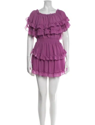 Pre-owned Misa Off-the-shoulder Mini Dress In Purple
