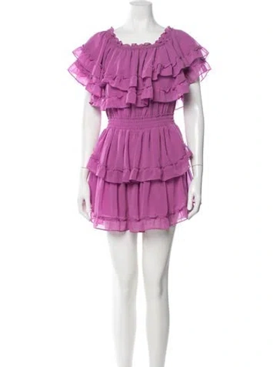 Pre-owned Misa Off-the-shoulder Mini Dress In Purple