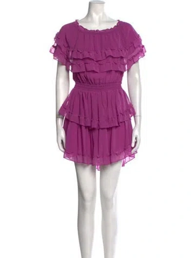Pre-owned Misa Off-the-shoulder Mini Dress In Purple