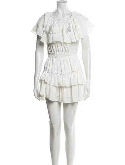Pre-owned Misa Off-the-shoulder Mini Dress In White