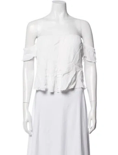 Pre-owned Misa Off-the-shoulder Short Sleeve Top In Red