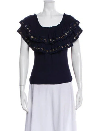 Pre-owned Misa Off-the-shoulder Sleeveless Blouse In Gray