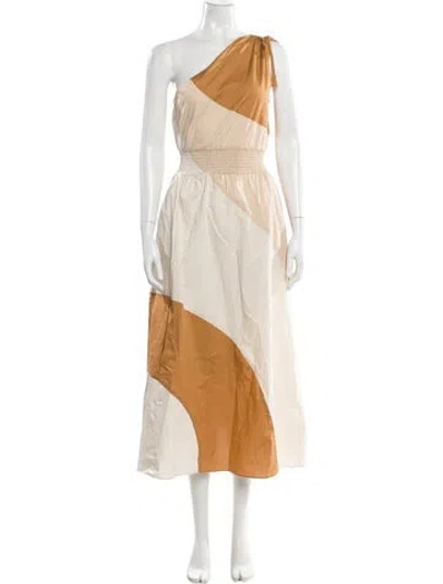 Pre-owned Misa One-shoulder Long Dress In Neutral