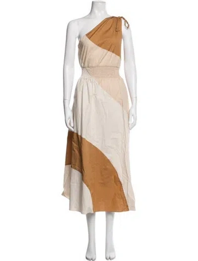 Pre-owned Misa One-shoulder Long Dress In Neutrals