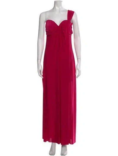 Pre-owned Misa One-shoulder Long Dress In Pink
