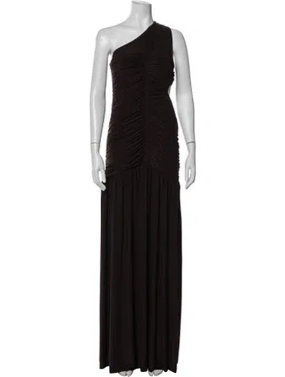 Pre-owned Misa One-shoulder Long Dress W/ Tags In Brown