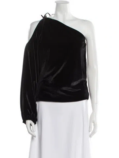 Pre-owned Misa One-shoulder Long Sleeve Top In Black