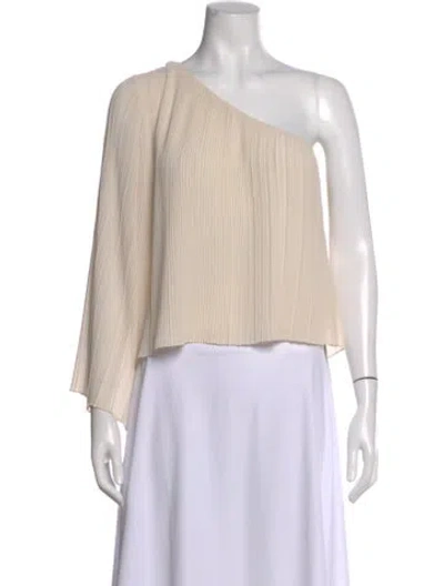 Pre-owned Misa One-shoulder Long Sleeve Top In Neutral