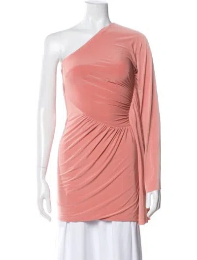 Pre-owned Misa One-shoulder Long Sleeve Top In Pink
