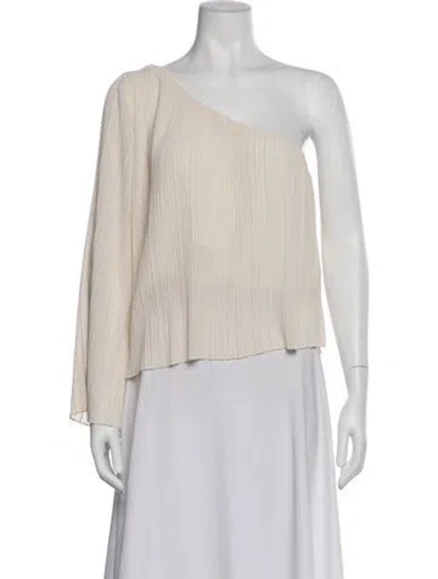 Pre-owned Misa One-shoulder Long Sleeve Top In White