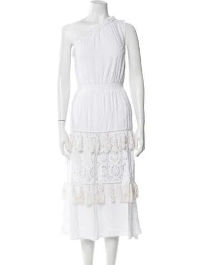 Pre-owned Misa One-shoulder Midi Length Dress In White