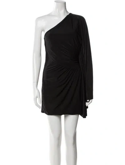 Pre-owned Misa One-shoulder Mini Dress In Black