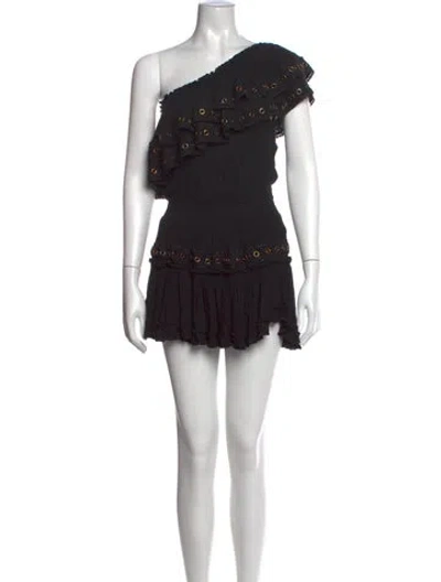 Pre-owned Misa One-shoulder Mini Dress In Black